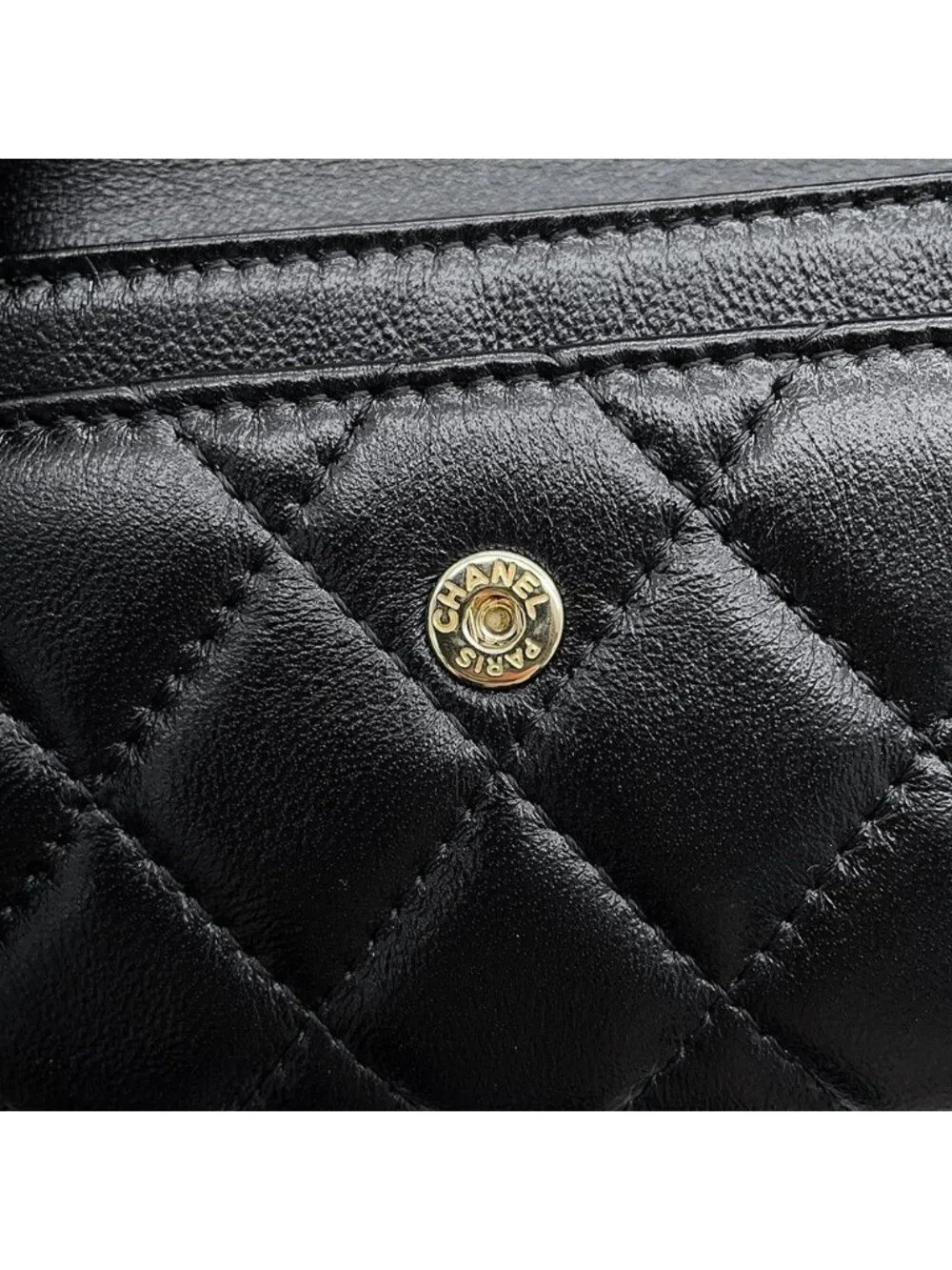 Chanel Card Case Quilted CC Logo Lambskin Business Black